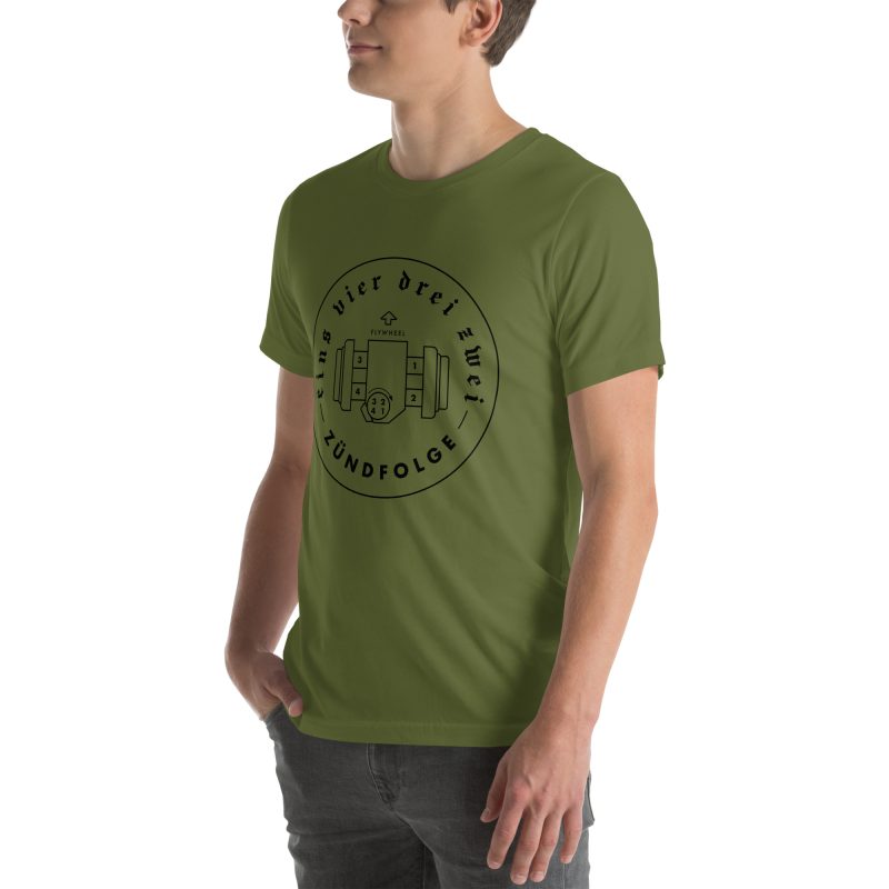 1-4-3-2 Zündfolge Badge Black Unisex t-shirt - Image 25