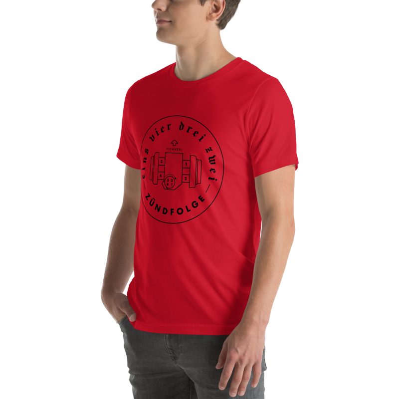 1-4-3-2 Zündfolge Badge Black Unisex t-shirt - Image 13
