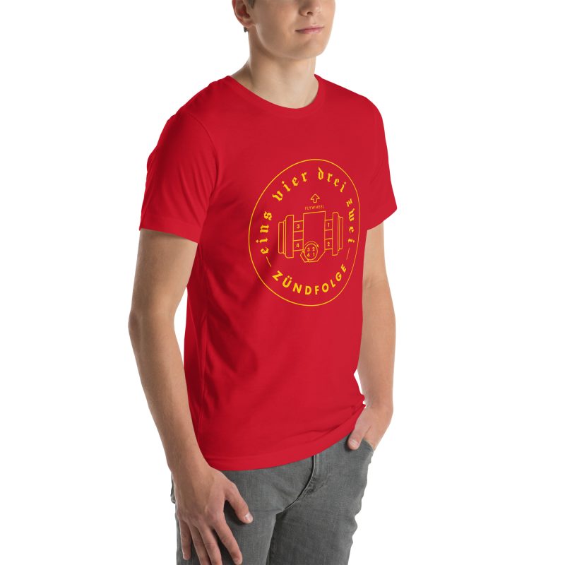 1-4-3-2 Zündfolge Badge Yellow Unisex t-shirt - Image 43