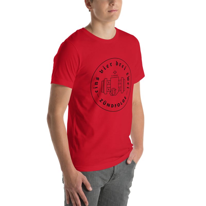 1-4-3-2 Zündfolge Badge Black Unisex t-shirt - Image 15