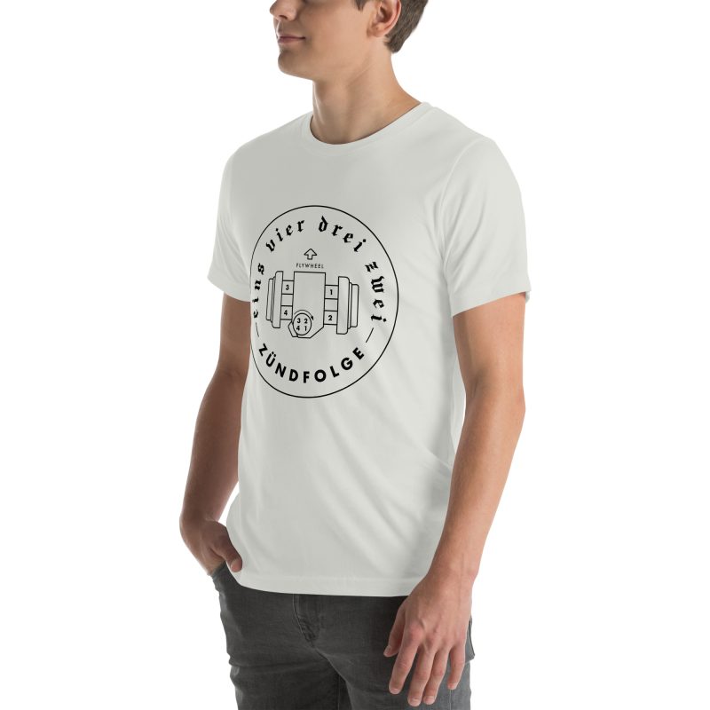 1-4-3-2 Zündfolge Badge Black Unisex t-shirt - Image 103