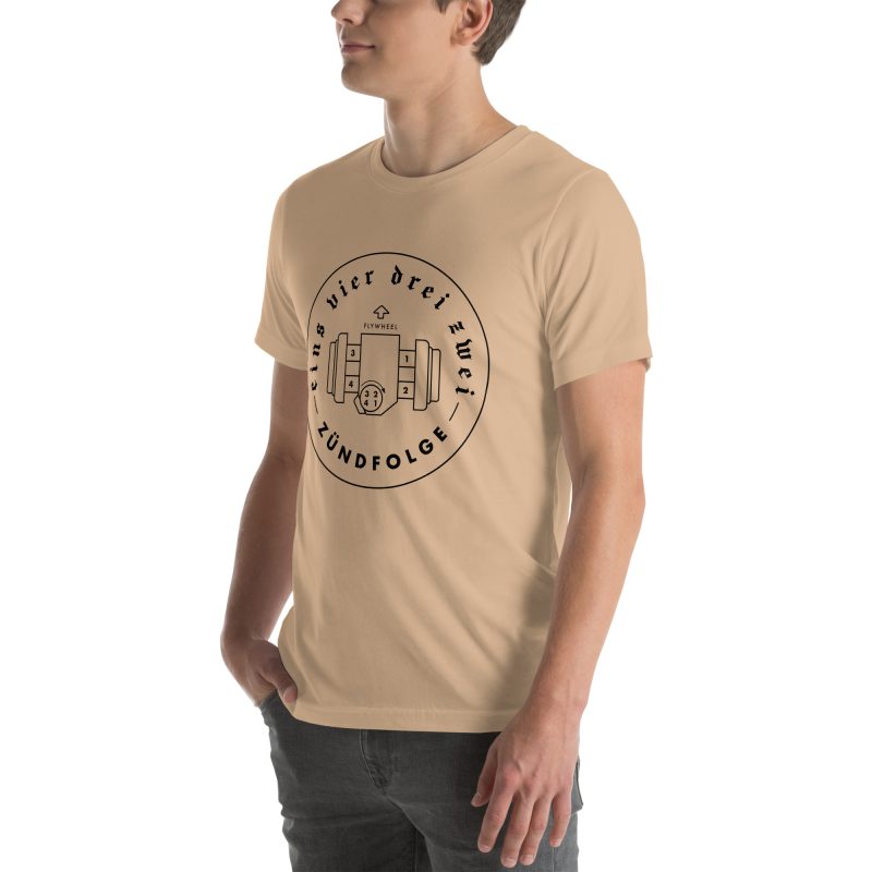 1-4-3-2 Zündfolge Badge Black Unisex t-shirt - Image 67