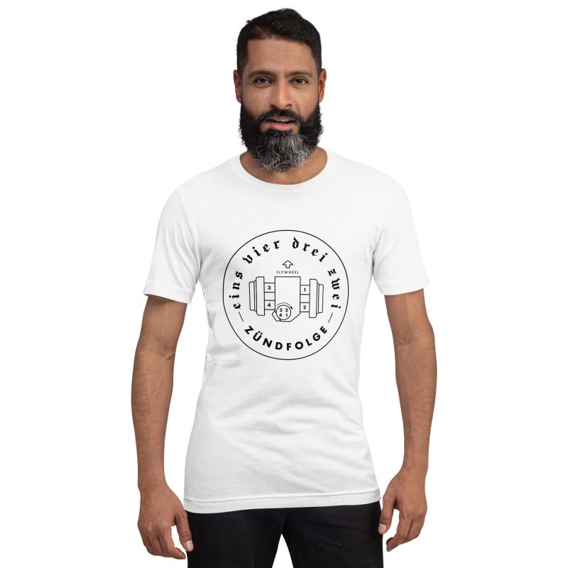 1-4-3-2 Zündfolge Badge Black Unisex t-shirt - Image 3