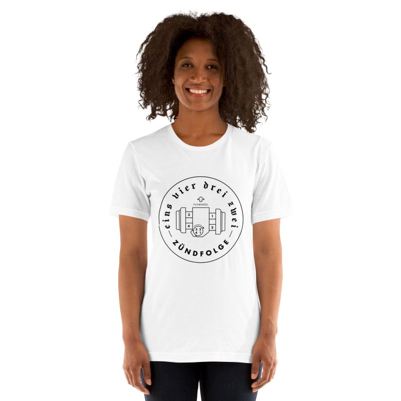1-4-3-2 Zündfolge Badge Black Unisex t-shirt - Image 8