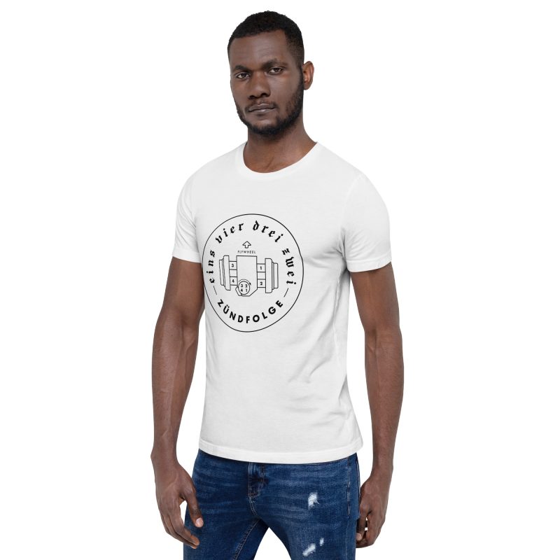 1-4-3-2 Zündfolge Badge Black Unisex t-shirt - Image 4