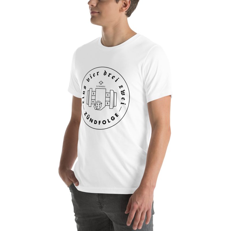 1-4-3-2 Zündfolge Badge Black Unisex t-shirt - Image 114