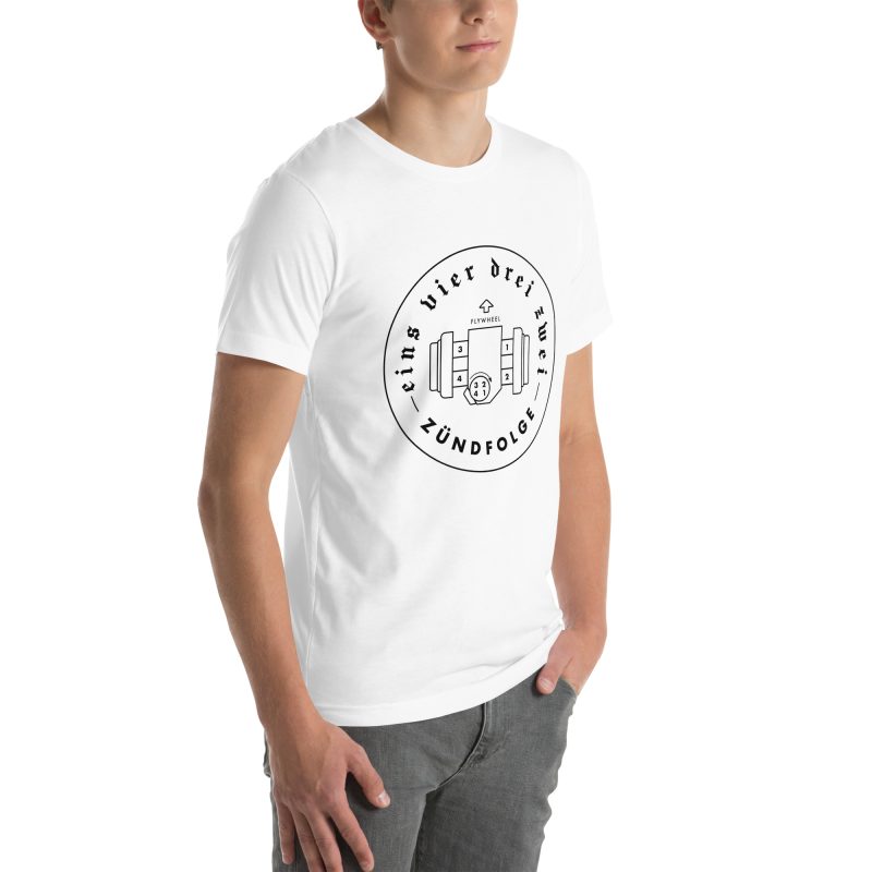 1-4-3-2 Zündfolge Badge Black Unisex t-shirt - Image 116