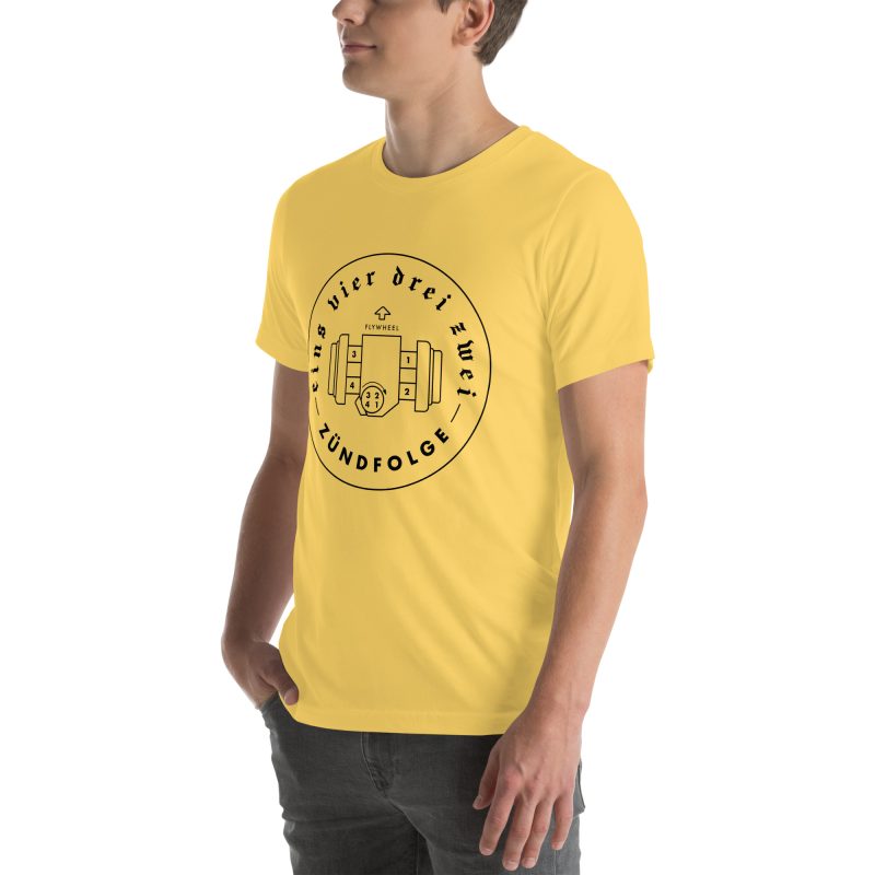 1-4-3-2 Zündfolge Badge Black Unisex t-shirt - Image 91