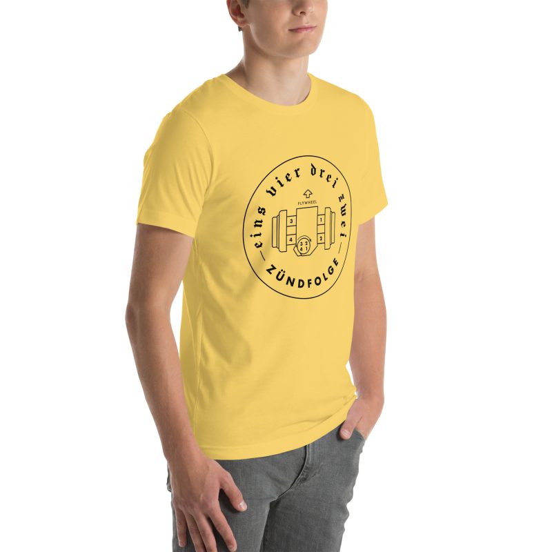 1-4-3-2 Zündfolge Badge Black Unisex t-shirt - Image 93
